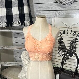 Jady K Elegant Lace Bralette in Soft Peach